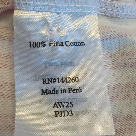 Petite Plume Pima Pajama Set In Antique Red Size Large Striped Embroidered EUC - Picture 12 of 16